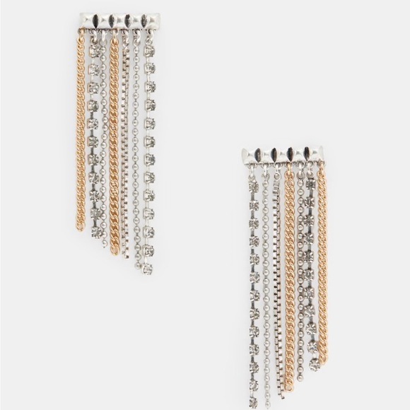 AllSaints Two Tone Crystal Fringe Earrings - Picture 2 of 3